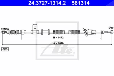 Ate Seilzug, Feststellbremse [Hersteller-Nr. 24.3727-1314.2] für Volvo von ATE