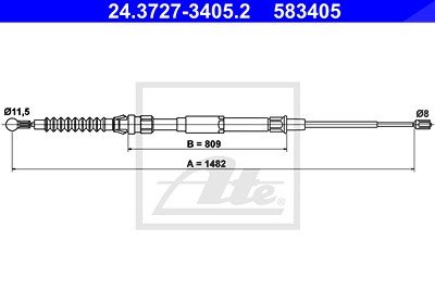 Ate Seilzug, Feststellbremse [Hersteller-Nr. 24.3727-3405.2] für VW von ATE