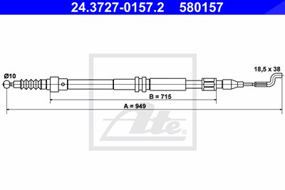 Ate Seilzug, Feststellbremse [Hersteller-Nr. 24.3727-0157.2] für VW von ATE