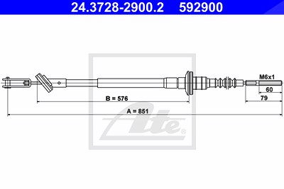 Ate Seilzug, Kupplungsbetätigung [Hersteller-Nr. 24.3728-2900.2] für Gm Korea, Chevrolet von ATE