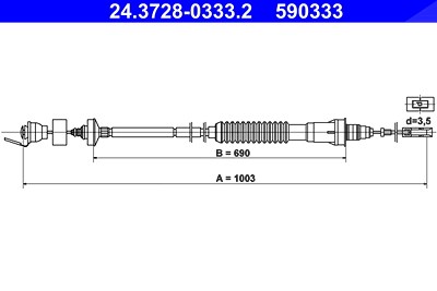 Ate Seilzug, Kupplungsbetätigung [Hersteller-Nr. 24.3728-0333.2] für Citroën, Fiat, Peugeot von ATE
