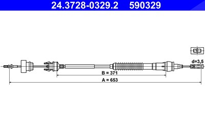 Ate Seilzug, Kupplungsbetätigung [Hersteller-Nr. 24.3728-0329.2] für Citroën, Peugeot von ATE