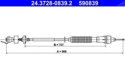 Ate Seilzug, Kupplungsbetätigung [Hersteller-Nr. 24.3728-0839.2] für Citroën von ATE