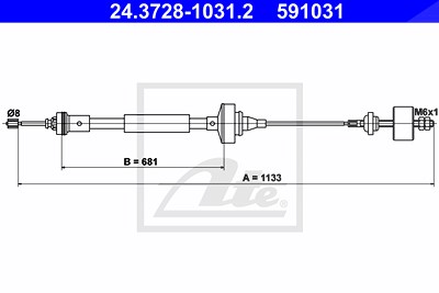 Ate Seilzug, Kupplungsbetätigung [Hersteller-Nr. 24.3728-1031.2] für Dacia, Renault von ATE