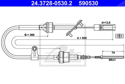 Ate Seilzug, Kupplungsbetätigung [Hersteller-Nr. 24.3728-0530.2] für Fiat von ATE