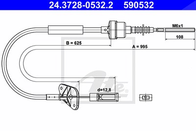 Ate Seilzug, Kupplungsbetätigung [Hersteller-Nr. 24.3728-0532.2] für Fiat, Ford von ATE