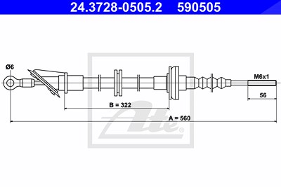 Ate Seilzug, Kupplungsbetätigung [Hersteller-Nr. 24.3728-0505.2] für Fiat von ATE