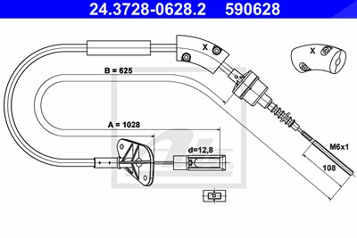 Ate Seilzug, Kupplungsbetätigung [Hersteller-Nr. 24.3728-0628.2] für Ford, Fiat von ATE