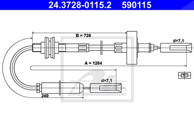 Ate Seilzug, Kupplungsbetätigung [Hersteller-Nr. 24.3728-0115.2] für Audi von ATE