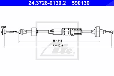 Ate Seilzug, Kupplungsbetätigung [Hersteller-Nr. 24.3728-0130.2] für VW von ATE
