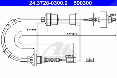 Ate Seilzug, Kupplungsbetätigung [Hersteller-Nr. 24.3728-0300.2] für Citroën, Fiat, Peugeot von ATE