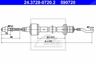 Ate Seilzug, Kupplungsbetätigung [Hersteller-Nr. 24.3728-0720.2] für Opel von ATE
