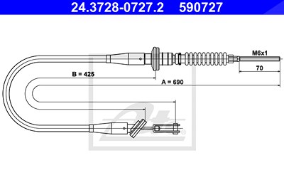 Ate Seilzug, Kupplungsbetätigung [Hersteller-Nr. 24.3728-0727.2] für Opel von ATE