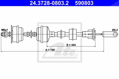 Ate Seilzug, Kupplungsbetätigung [Hersteller-Nr. 24.3728-0803.2] für Peugeot von ATE