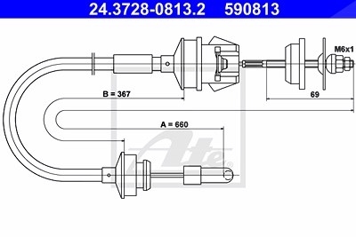 Ate Seilzug, Kupplungsbetätigung [Hersteller-Nr. 24.3728-0813.2] für Peugeot von ATE