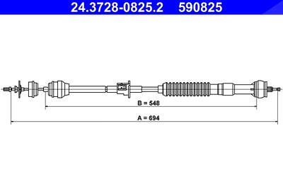 Ate Seilzug, Kupplungsbetätigung [Hersteller-Nr. 24.3728-0825.2] für Peugeot von ATE