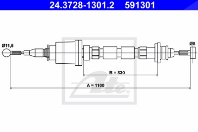 Ate Seilzug, Kupplungsbetätigung [Hersteller-Nr. 24.3728-1301.2] für Volvo von ATE