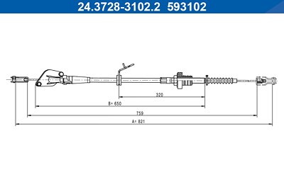 Ate Seilzug, Kupplungsbetätigung [Hersteller-Nr. 24.3728-3102.2] für Hyundai von ATE