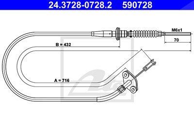 Ate Seilzug, Kupplungsbetätigung [Hersteller-Nr. 24.3728-0728.2] für Opel von ATE