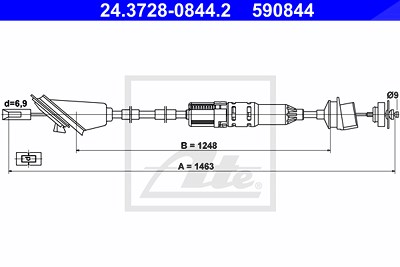 Ate Seilzug, Kupplungsbetätigung [Hersteller-Nr. 24.3728-0844.2] für Peugeot von ATE