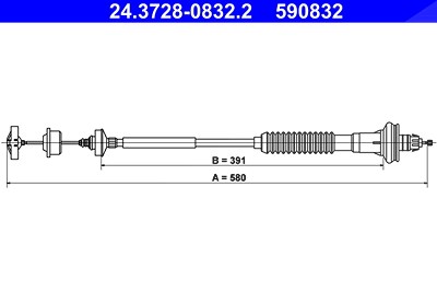 Ate Seilzug, Kupplungsbetätigung [Hersteller-Nr. 24.3728-0832.2] für Peugeot von ATE