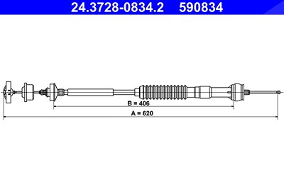 Ate Seilzug, Kupplungsbetätigung [Hersteller-Nr. 24.3728-0834.2] für Peugeot von ATE