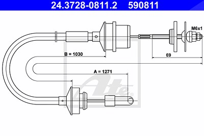 Ate Seilzug, Kupplungsbetätigung [Hersteller-Nr. 24.3728-0811.2] für Peugeot von ATE