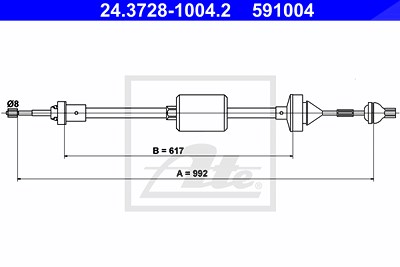 Ate Seilzug, Kupplungsbetätigung [Hersteller-Nr. 24.3728-1004.2] für Renault von ATE
