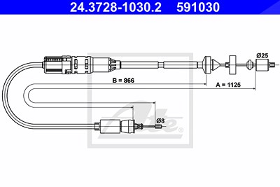 Ate Seilzug, Kupplungsbetätigung [Hersteller-Nr. 24.3728-1030.2] für Renault von ATE