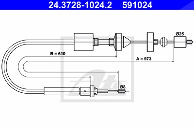 Ate Seilzug, Kupplungsbetätigung [Hersteller-Nr. 24.3728-1024.2] für Renault von ATE