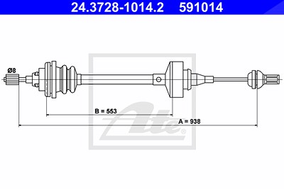Ate Seilzug, Kupplungsbetätigung [Hersteller-Nr. 24.3728-1014.2] für Renault von ATE