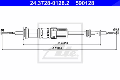 Ate Seilzug, Kupplungsbetätigung [Hersteller-Nr. 24.3728-0128.2] für Seat, VW von ATE