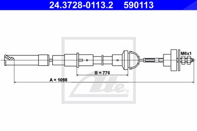 Ate Seilzug, Kupplungsbetätigung [Hersteller-Nr. 24.3728-0113.2] für VW von ATE