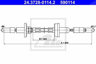 Ate Seilzug, Kupplungsbetätigung [Hersteller-Nr. 24.3728-0114.2] für VW von ATE