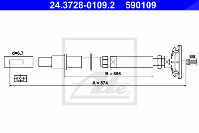 Ate Seilzug, Kupplungsbetätigung [Hersteller-Nr. 24.3728-0109.2] für VW von ATE