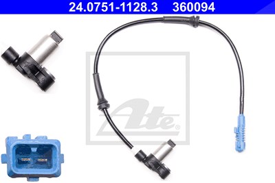 Ate Sensor, Raddrehzahl [Hersteller-Nr. 24.0751-1128.3] für Citroën, Peugeot von ATE