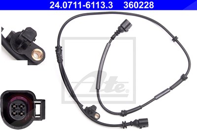 Ate Sensor, Raddrehzahl [Hersteller-Nr. 24.0711-6113.3] für Ford, Seat, VW von ATE
