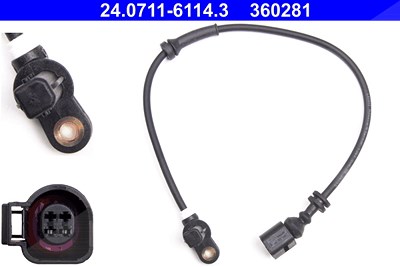 Ate Sensor, Raddrehzahl [Hersteller-Nr. 24.0711-6114.3] für Ford, Seat, VW von ATE