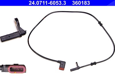 Ate Sensor, Raddrehzahl [Hersteller-Nr. 24.0711-6053.3] für Mercedes-Benz von ATE