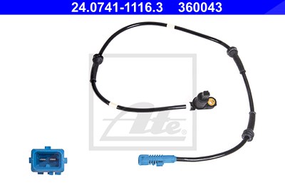 Ate Sensor, Raddrehzahl [Hersteller-Nr. 24.0741-1116.3] für Peugeot von ATE