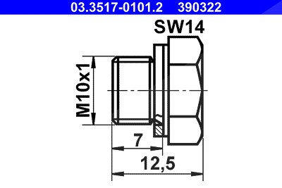 Ate Verschlußschraube, Hauptbremszylinder [Hersteller-Nr. 03.3517-0101.2] für Audi, Porsche, Seat, VW von ATE