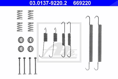 Ate Zubehörsatz, Bremsbacken [Hersteller-Nr. 03.0137-9220.2] für Citroën, Peugeot, Renault von ATE