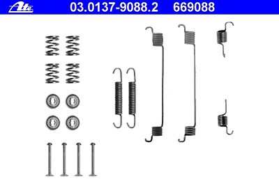 Ate Zubehörsatz, Bremsbacken [Hersteller-Nr. 03.0137-9088.2] für Dacia, Fiat, Lancia, Peugeot, Renault von ATE