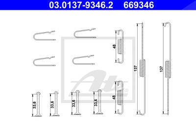 Ate Zubehörsatz, Bremsbacken [Hersteller-Nr. 03.0137-9346.2] für Fiat, Mitsubishi von ATE