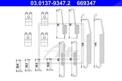 Ate Zubehörsatz, Bremsbacken [Hersteller-Nr. 03.0137-9347.2] für Mitsubishi, Smart von ATE