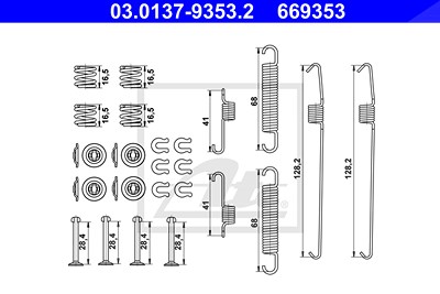 Ate Zubehörsatz, Bremsbacken [Hersteller-Nr. 03.0137-9353.2] für Daihatsu, Subaru von ATE