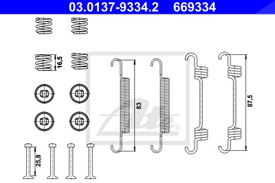 Ate Zubehörsatz, Feststellbremsbacken [Hersteller-Nr. 03.0137-9334.2] für Hyundai, Kia von ATE