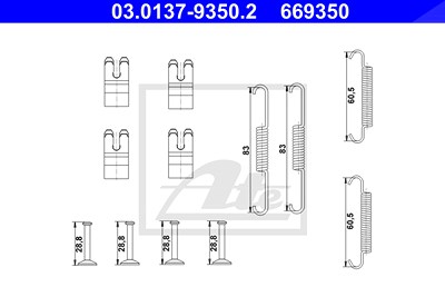 Ate Zubehörsatz, Feststellbremsbacken [Hersteller-Nr. 03.0137-9350.2] für Land Rover von ATE