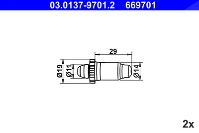 Ate Zubehörsatz, Feststellbremsbacken [Hersteller-Nr. 03.0137-9701.2] für BMW, Ford, Mg, Peugeot, Rover von ATE