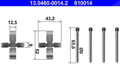 Ate Zubehörsatz, Scheibenbremsbelag [Hersteller-Nr. 13.0460-0014.2] für VW, BMW, Alfa Romeo von ATE